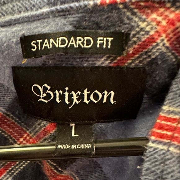 Brixton Bowery Lightweight Flannel - Blue / Red - L EUC - Picture 3 of 4